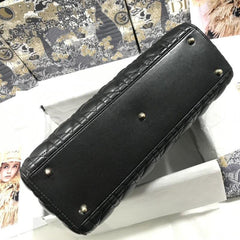 LARGE LADY BAG 32CM BLACK CANNAGE LAMBSKIN