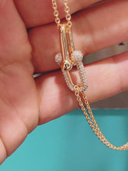 HARDWEAR DOUBLE LINK PEDANT PINK GOLD DIAMOND NECKLACE