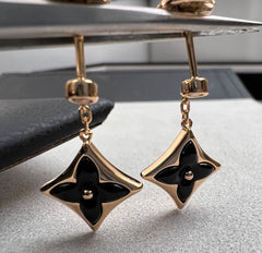 BLOSSOM STAR PINK GOLD ONYX EARRINGS
