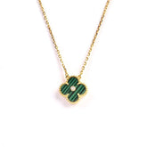 CLOVER PEDANT MALACHITE GOLD NECKLACE