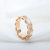 SERPENTI RING PINK GOLD MOP DIAMOND PAVED 4MM