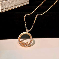 HAPPY HEART DIAMOND PINK GOLD NECKLACE