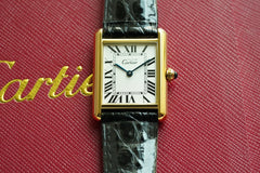 TANK MUST DE SOLO 30MM GOLD CASE LEATHER STRAP