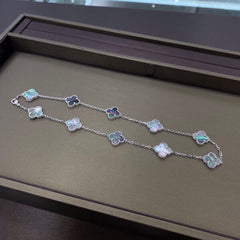 CLOVER 10 MOTIFS DARK MOP NECKLACE