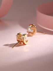 AKOYA PEARLS 6MM PINK GOLD STUD EARRINGS