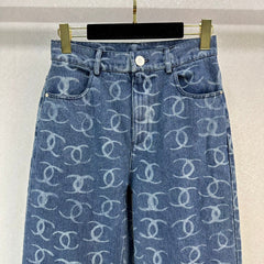 DENIM CC LOGO DARK BLUE WHITE AND SILVER JEANS