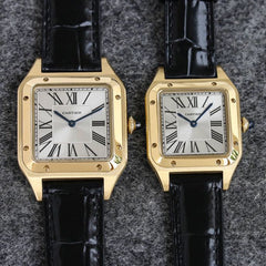 SANTOS DUMONT LADY GOLD CASE CROCODILE STRAP