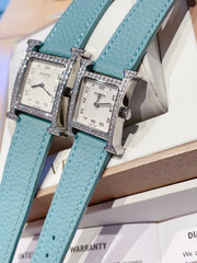 HM HEURE H 26 SILVER WHITE DIAL EPSOM LEATHER EPSOM LEATHER