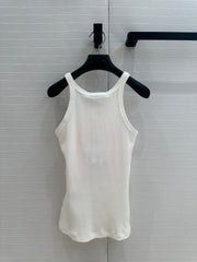 Miss CD Graffiti print striped vest