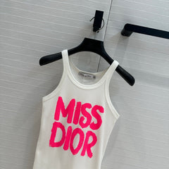 Miss CD Graffiti print striped vest