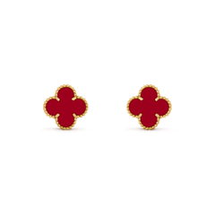 CLOVER MEDIUM CARNELIAN PINK GODL EARRINGS