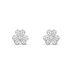 CLOVER COMOS SILVER DIAMOND EARRINGS