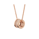 ZERO 1 PINK GOLD PENDANT NECKLACE WITH PAVED DIAMONDS