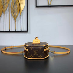 MINI BOITE CHAPEAU 13 IN BROWN MONOGRAM CANVAS GOLD HARDWARE