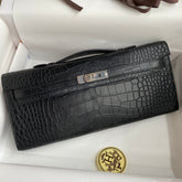 KELLY CUT 31 IN BLACK ALLIGATOR LEATHER WITH SILVER HARDWARE