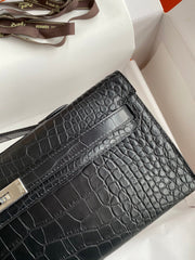 KELLY CUT 31 IN BLACK ALLIGATOR LEATHER WITH SILVER HARDWARE