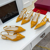VLOGO SIGNATURE MUSTARD YELLOW PATENT LEATHER SLINGBACK PUMP