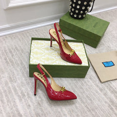 GG HIGH HEEL SLINGBACK RUBY CALFSKIN WITH CHAIN