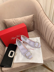 TROMPETTE PUMPS IN LIGHT PURPLE SILK CRYSTAL BUCKLE