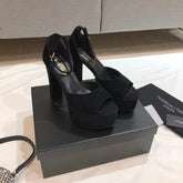 SL JODIE 135 PLATFORM SANDALS BLACK SUEDE