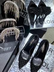 SL CHARLOTTE BEADED PUMPS BLACK SUEDE