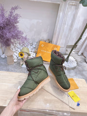 PILLOW COMFORT ANKLE BOOTS IN ARMY GREEN NYLON