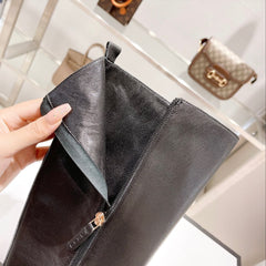 GG CLASSIC KNEE HIGH BOOTS IN BLACK IMPORTED CALFSKIN