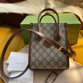 MINI TOTE 20 BAG IN BEIGE CANVAS AND BROWN CALFSKIN