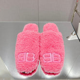 BALENCIAGA 25S MULES IN PINK WOOL WITH LOGO