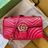 GG MARMONT MATELASSÉ LARGE 26 BAG RED PINK CALFSKIN