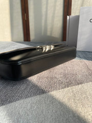 CHAIN SHOULDER BAG CLAUDE 33 IN BLACK CALFSKIN SILVER HARDWARE