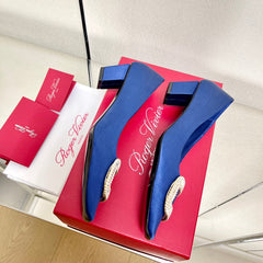 BELLE VIVIER PUMPS IN BLUE SILK