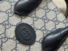 MINI TOTE 20 BAG IN BEIGE CANVAS AND BLACK CALFSKIN