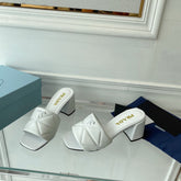 PRA QUILTED NAPPA HEELED SANDALS WHITE LAMBSKIN