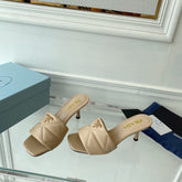 PRA QUILTED HIGH HEELS SANDALS 65 BEIGE LAMBSKIN