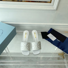 PRA QUILTED HIGH HEELS SANDALS 65 WHITE LAMBSKIN