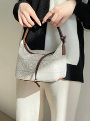 LOE CUBI 35 BAG IN WHITE ANAGRAM JACQUARD AND CALFSKIN