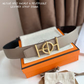 ULYSSE BELT BUCKLE & REVERSIBLE KHAKI BROWN LEATHER STRAP 38MM GOLD HARDWARE