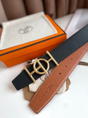 ULYSSE BELT BUCKLE & REVERSIBLE GINGER ORANGE LEATHER STRAP 38MM GOLD HARDWARE
