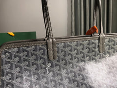 HARDY PM BAG 40 IN GRAY GOYARDINE CANVAS AND TAURILLON LEATHER TRIM