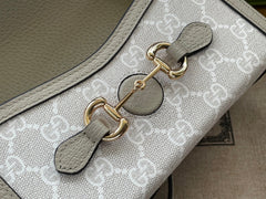 GG HORSEBIT 1955 MINI 18 BAG WHITE CANVAS AND BEIGE CALFSKIN