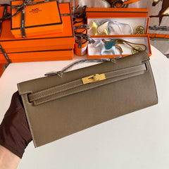 KELLY CUT 31 IN MOCHA BROWN CALFSKIN WITH GOLD HARDWARE