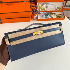 KELLY CUT 31 IN CLASSIC BLUE CALFSKIN WITH GOLD HARDWARE