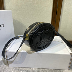 OVAL PURSE BAG 20 IN BLACK CALFSKIN