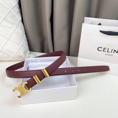 Medium Triomphe Belt 25mm Wine Calfskin Gold Loop Ghw