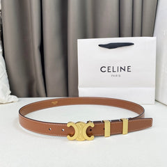 Medium Triomphe Belt 25mm Tan Calfskin Gold Loop Ghw