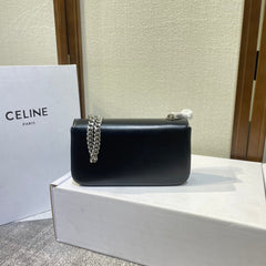 CHAIN EMBOSSED ARMPIT BAG 20 IN BLACK CALFSKIN SILVER HARDWARE