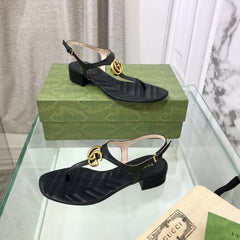 GG MARMONT 25 SANDAL BLACK CALKSKIN