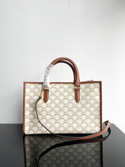 TRIOMPHE CABAS 35 WHITE CREAM CALFSKIN TOTE
