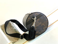 CYLINDRICAL 22 BAG BLACK BROWN COWHIDE